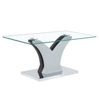 Artistic Rectangular Coffee Table With Tempered Glass Countertop