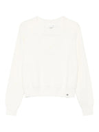 Victoria Beckham Women Relaxed Fit V-Neck Cotton Blend Sweater
