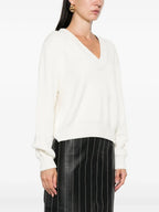 Victoria Beckham Women Relaxed Fit V-Neck Cotton Blend Sweater