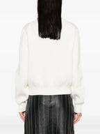Victoria Beckham Women Relaxed Fit V-Neck Cotton Blend Sweater
