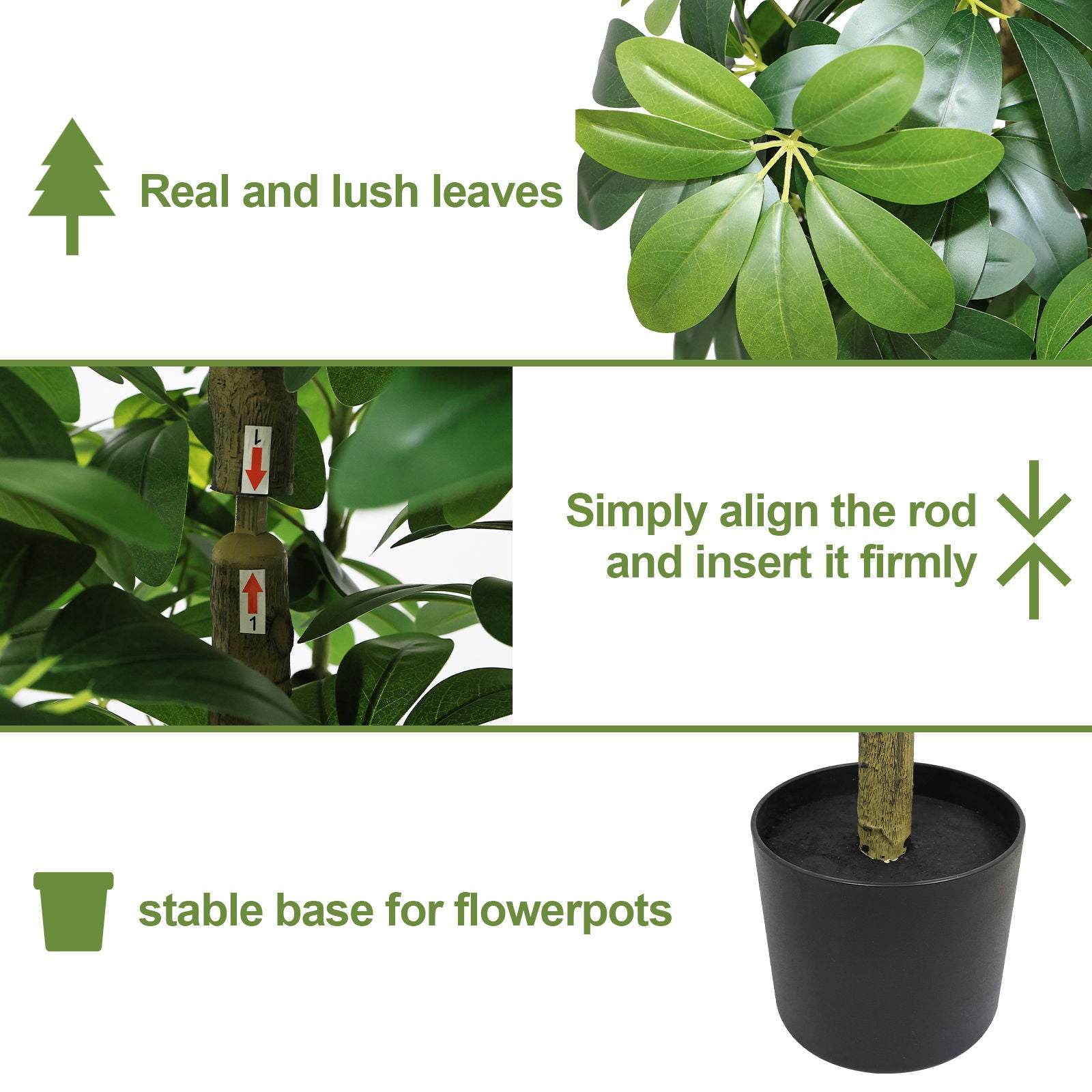 Realistic Faux Tree With Lifelike Foliage For Indoor And Outdoor Use - Green
