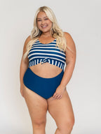Navy Stripe Knotted One-Piece