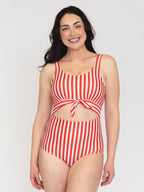 Red Stripe Knotted One-Piece