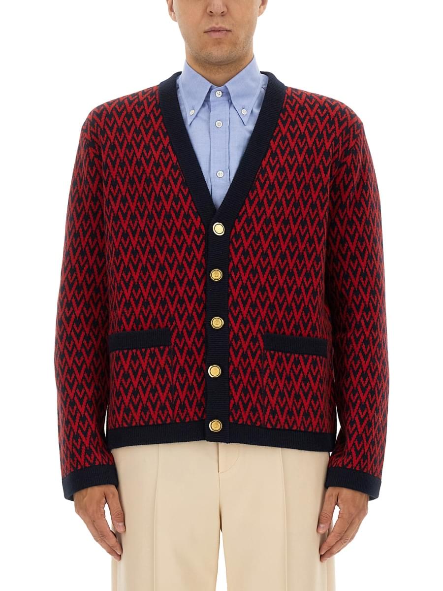 Valentino Men Cardigan With "Toute La V" Pattern