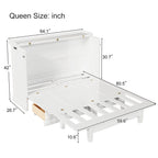 Solid Pine Murphy Bed Chest Cube Cabinet Bed With Charging Station And Large Storage Drawer For Home Office Or Small Room