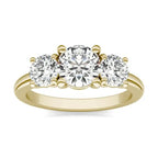 2 CTW AGI Certified Lab Grown Diamond (G-VS) Three Stone Engagement Ring in Choice of 14K Yellow or 14k White Gold