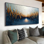 Golden Forest Reflection Abstract Wall Art