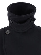Saint Laurent Women Black Double-Breasted Coat With Classic Wide Revers In Wool Woman