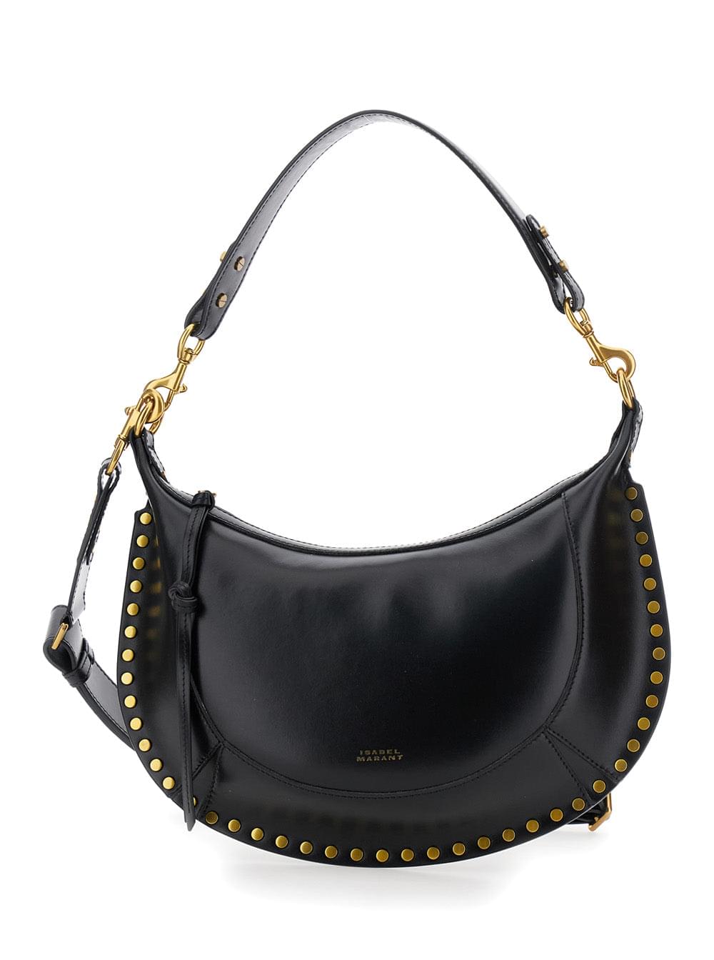 Isabel Marant Women Shoulder Bag 'Naoko' With Removable Strap And Logo Lettering Embossed On The Front In Black Leather For Women
