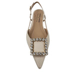 Cream Leather Lavanda Sling Back Flat