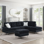 L-Shaped Sectional Sofa With Chaise And Storage Ottoman, Includes 2 Pillows