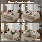 Double Chaise Lounge Chair, Oversized Upholstered Sleeper Cloud Couch