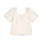 Organic Flounce Sleeve Eyelet Top
