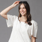 Organic Flounce Sleeve Eyelet Top