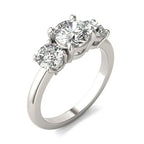 AGI Certified 2 CTW Classic Three-Stone Round Lab Grown Diamond (G-VS) Engagement Ring in 14K White Gold