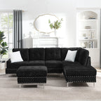 L-Shaped Sectional Sofa With Chaise And Storage Ottoman, Includes 2 Pillows