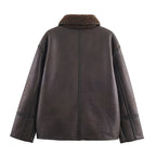 Womens Cozy Casual Double-Sided Leather-and-Fur All-in-One Coat For Warmth And Style