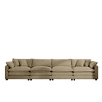 Modern Upholstered 4 Seater Fabric Sofa With Arm And Throw Pillows