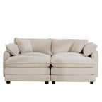 Modern Oversized Modular Cushion Sofa With Ottoman, Low Back, Deep Seating Sofa Set