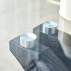 Artistic Rectangular Coffee Table With Tempered Glass Countertop