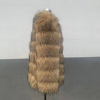 Coat Womens Faux Raccoon Patchwork Synthetic Fur Overcoat