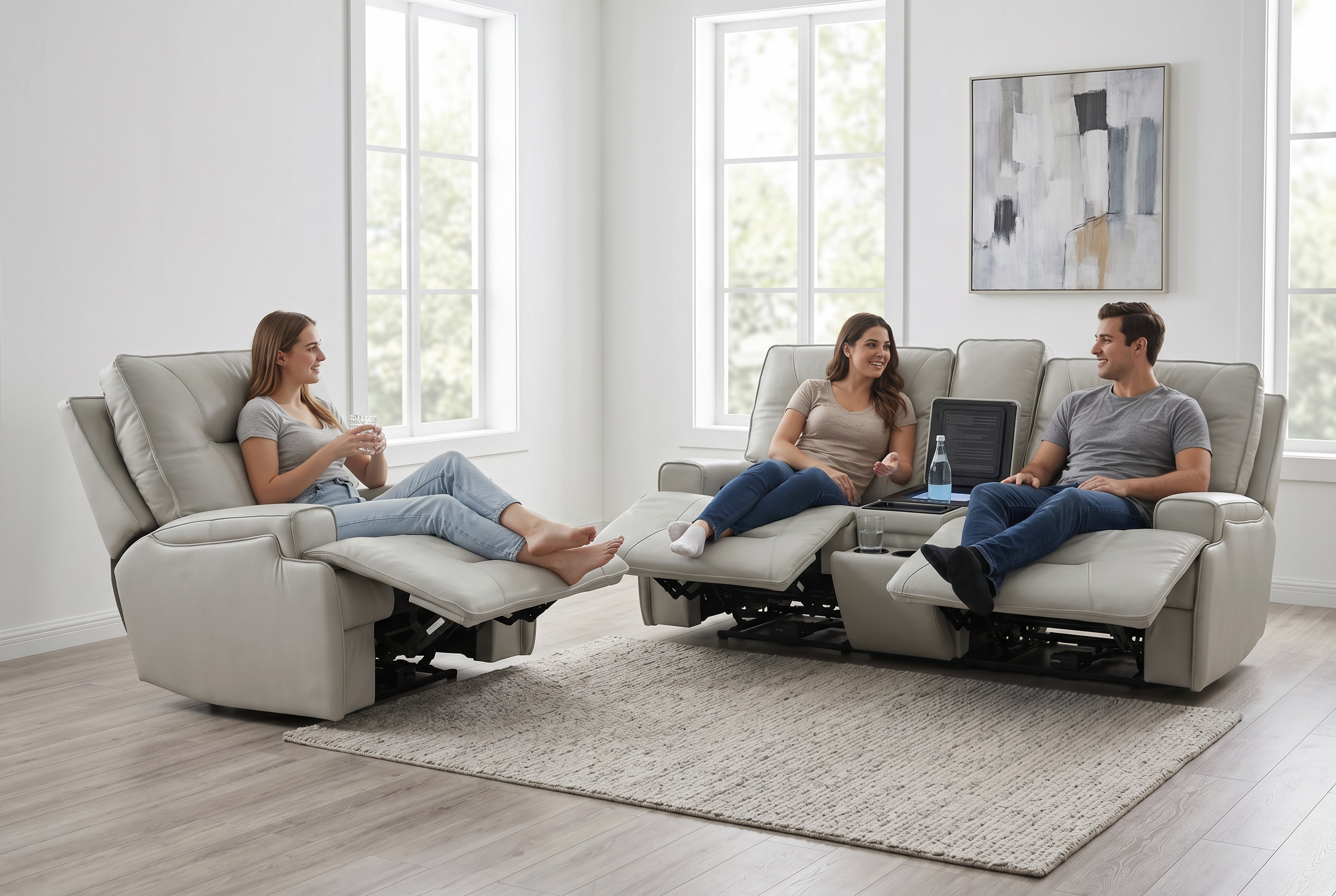 Atlas Fog Zero Gravity Power Reclining Sofa w/ Fridge