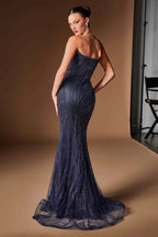 Ladivine CJ933 Plunging Sweetheart Beaded Fitted Mermaid Gown