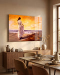 Beach Walk Glass Wall Art || Designer Collection