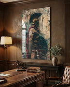 Red Caped Spartan Profile Glass Wall Art