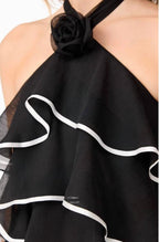 Elliatt Melissa Halter Maxi Dress Black Tiered Ruffle Gown 3X $288