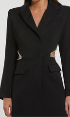 Ieena for Mac Duggal 27570 Black Cutout Rhinestone Blazer Mini Dress Size 2 $458