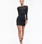 Alice + Olivia Takako Mesh
Long Sleeve Mini Dress Black Sz 2