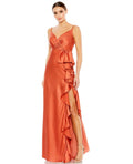 Mac Duggal 68551 Ruffle Slit High
Waist Dress Sz 2 color Spice Sz 2 $398