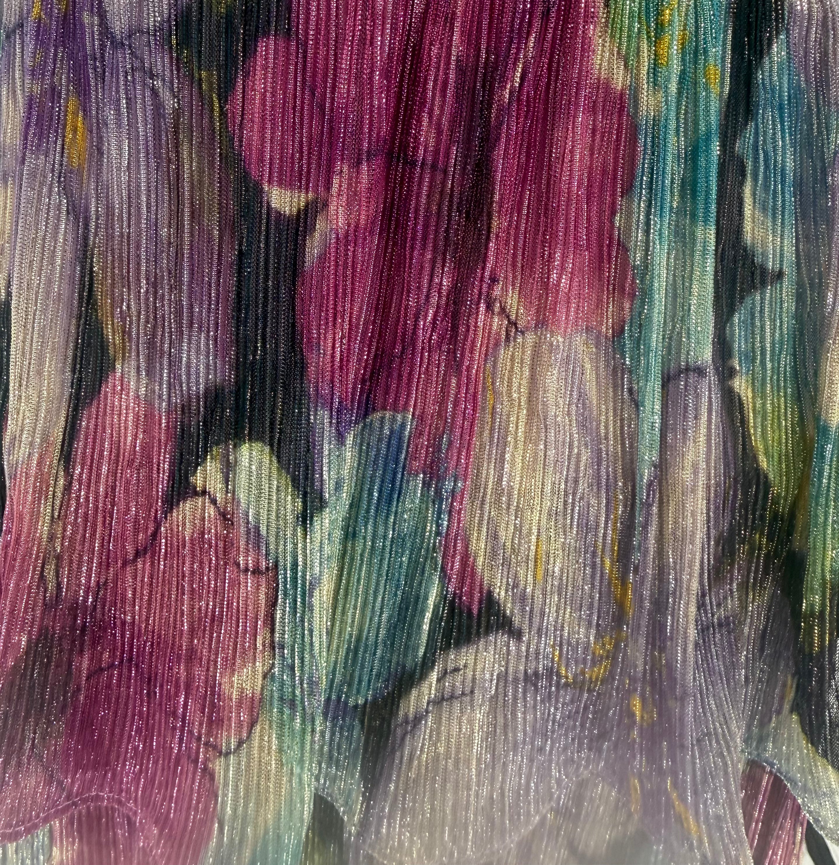 Dress the Population Floral Tiered Midi Dress Size Small Shimmer