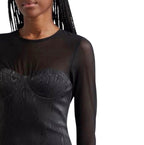 Alice + Olivia Takako Mesh
Long Sleeve Mini Dress Black Sz 2