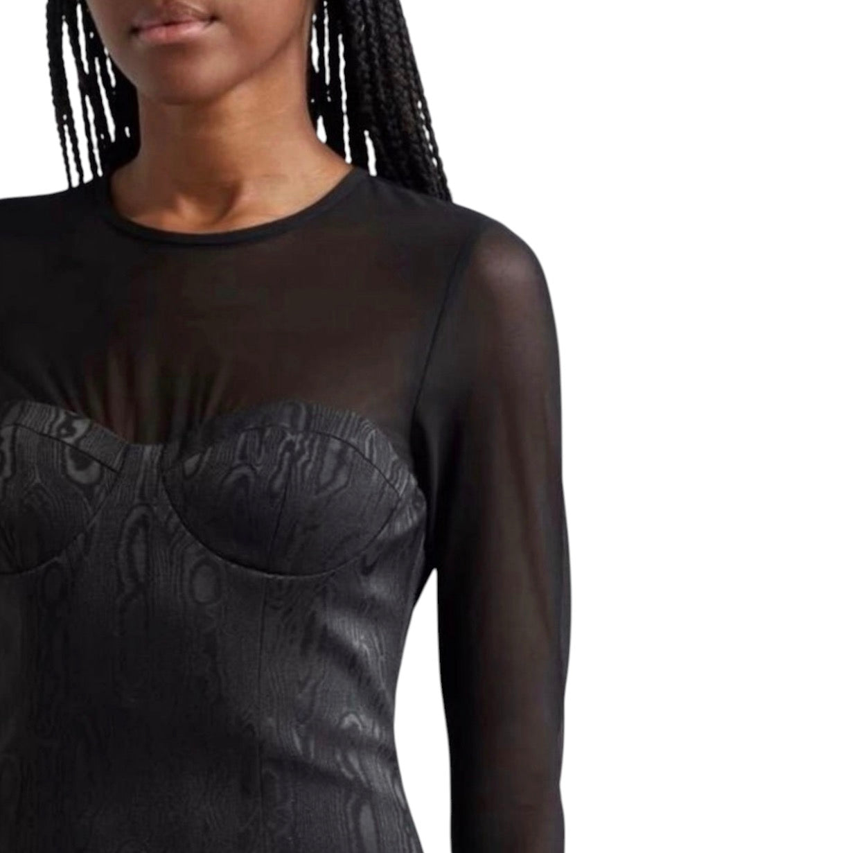 Alice + Olivia Takako Mesh
Long Sleeve Mini Dress Black Sz 2