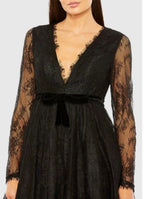 Mac Duggal 49794 Black Lace Long Sleeve Mini Dress $458