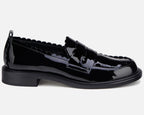 AGL Janise Patent Leather Moccasin Black Scalloped Edge Penny Loafer Sz 36 US 6 $555
