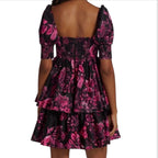 Alice + Olivia Womens Mini Dress Emmalou Stretch Cotton Tiered Sz 0