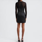 Alice + Olivia Takako Mesh
Long Sleeve Mini Dress Black Sz 2