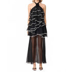 Elliatt Melissa Halter Maxi Dress Black Tiered Ruffle Gown 3X $288