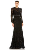 Mac Duggal Black Embellished High Neck Long Sleeve Gown Size 22 Style 68011 $698