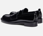 AGL Janise Patent Leather Moccasin Black Scalloped Edge Penny Loafer Sz 36 US 6 $555