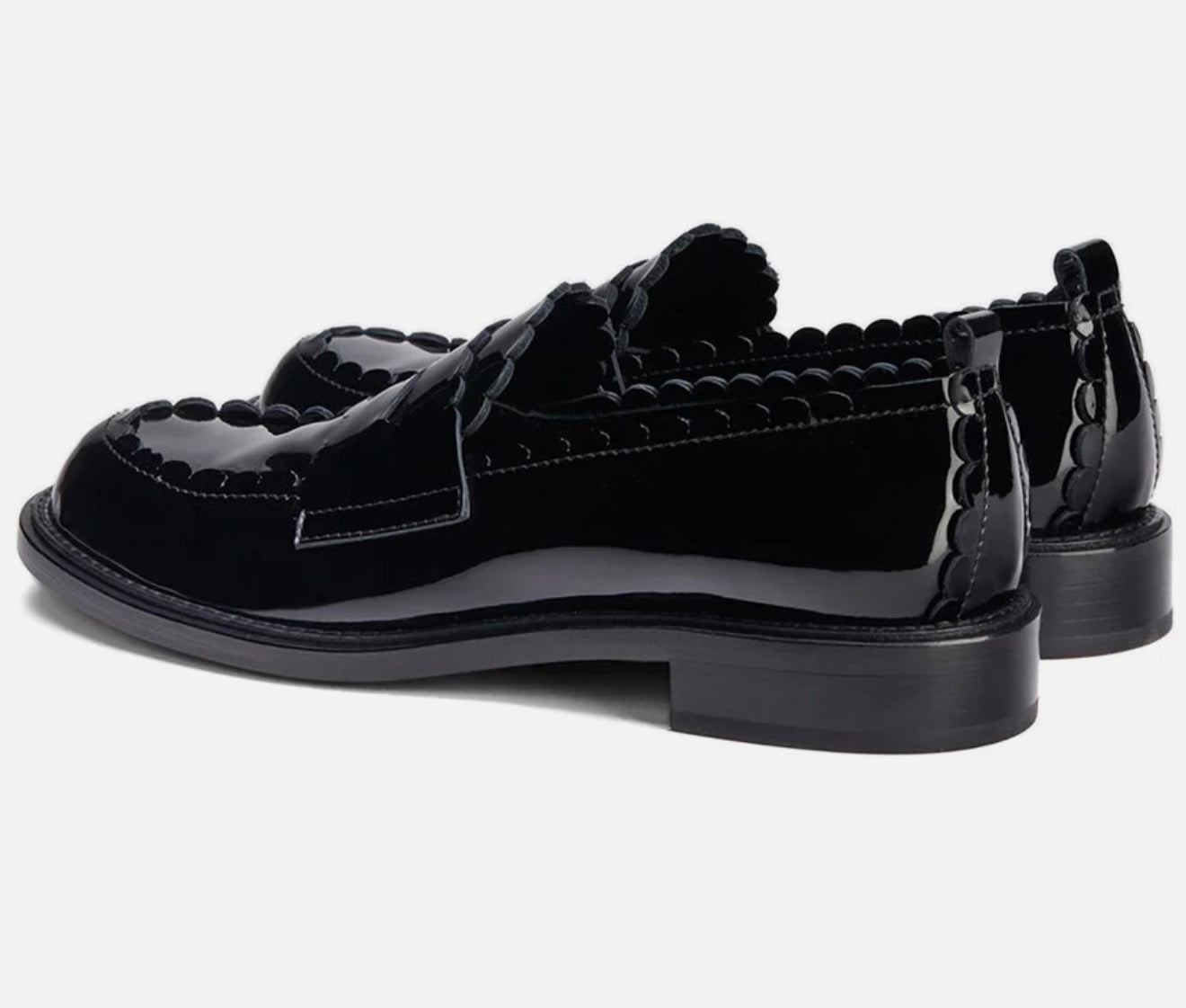 AGL Janise Patent Leather Moccasin Black Scalloped Edge Penny Loafer Sz 36 US 6 $555