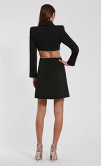 Ieena for Mac Duggal 27570 Black Cutout Rhinestone Blazer Mini Dress Size 2 $458