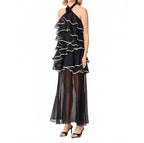 Elliatt Melissa Halter Maxi Dress Black Tiered Ruffle Gown 3X $288