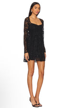 Amanda Uprichard Monet Dress Black Lace Long Sleeve Mini Size Small