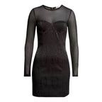 Alice + Olivia Takako Mesh
Long Sleeve Mini Dress Black Sz 2