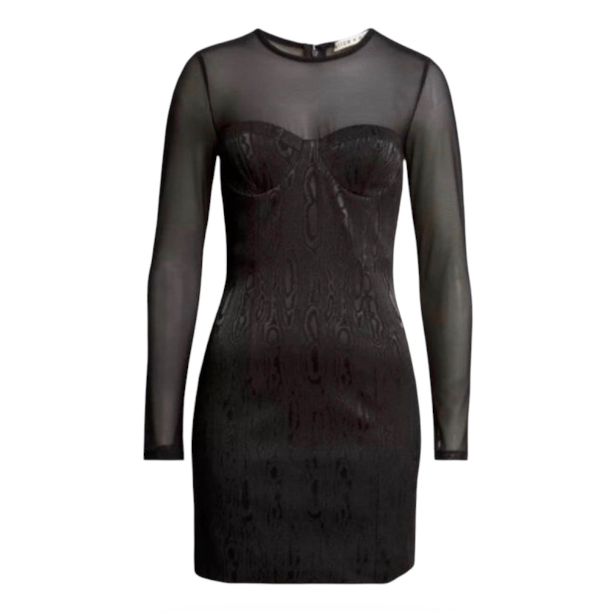 Alice + Olivia Takako Mesh
Long Sleeve Mini Dress Black Sz 2