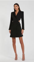 Ieena for Mac Duggal 27570 Black Cutout Rhinestone Blazer Mini Dress Size 2 $458